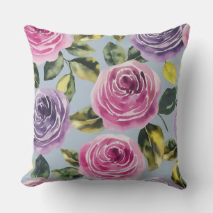 Elegant Watercolor Rose Floral Design Cushion