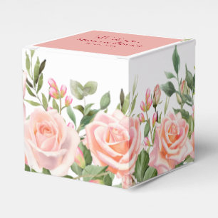 Elegant Watercolor Rose Florals Wedding  Favour Box