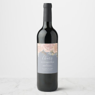 Elegant Watercolor Rose Gold Greenery Foliage Wine Label