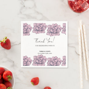 Elegant Watercolor Rose Minimal Wedding Thanks Napkin