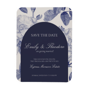 Elegant Watercolor Rose Wedding Save the Date Magnet