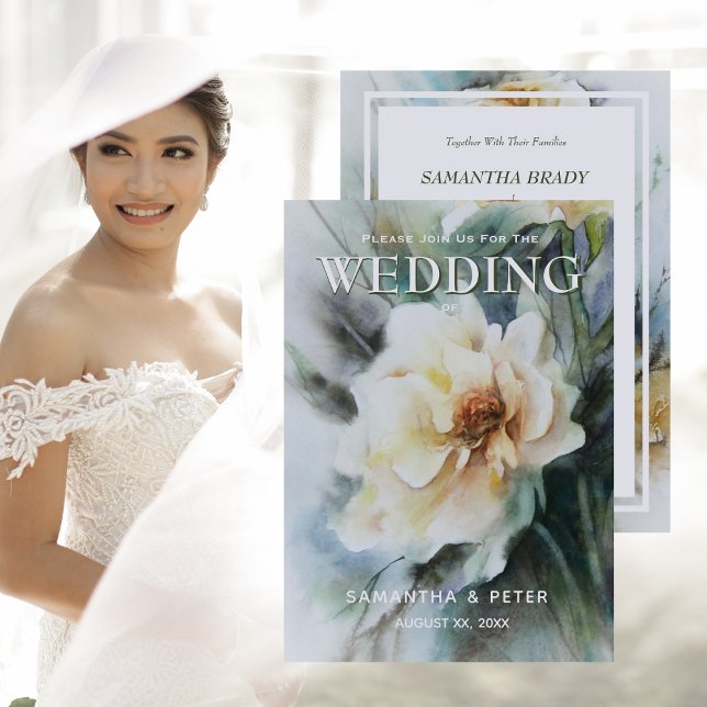 Elegant Watercolor Roses Cream and Sage Green Invitation (Creator Uploaded)