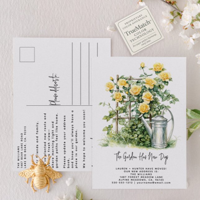 Elegant Watercolor Roses Garden Moving Announcement Postcard (Creator Uploaded)