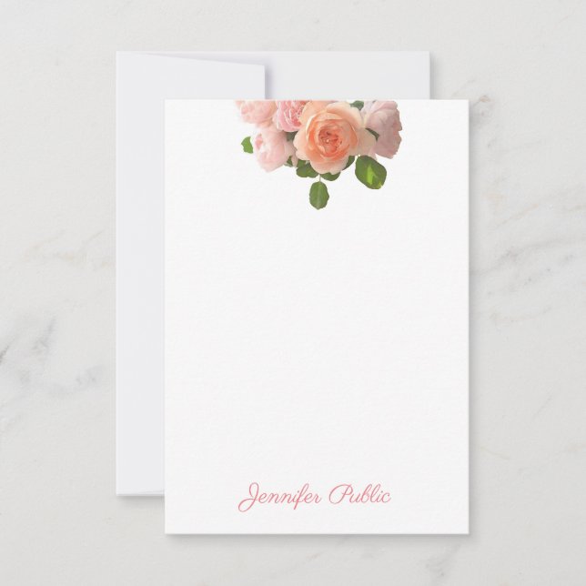 Elegant Watercolor Roses Handwritten Template Flat (Front)