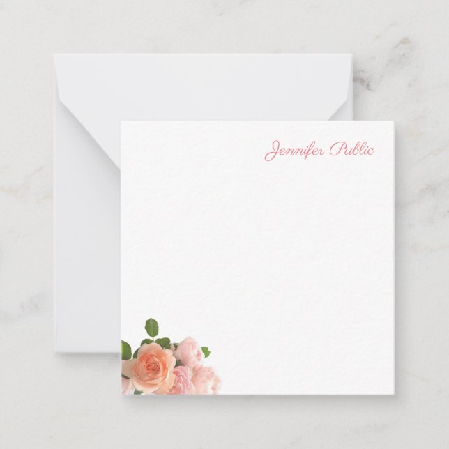 Elegant Watercolor Roses Handwritten Text Template (Front)