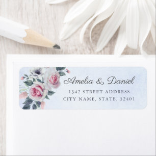 Elegant Watercolor Roses Light Blue Wedding 