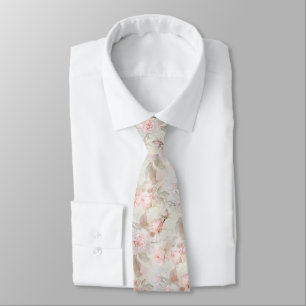 Elegant watercolor roses pattern tie