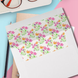 Elegant Watercolor Roses, Snapdragons And Flowers Envelope