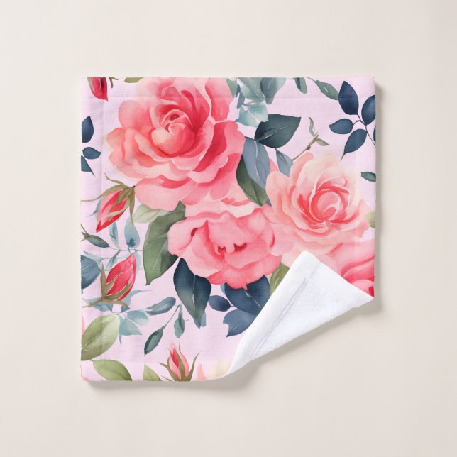 Elegant Watercolor Roses Wash Cloth (Wash Cloth)