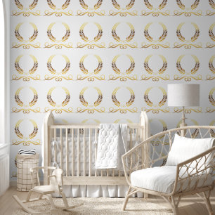 Elegant Watercolor Royal Crest Nursery Room Decor Wallpaper