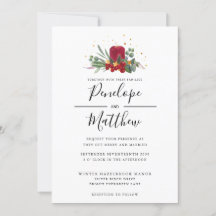 Elegant Watercolor Rustic Candle Christmas Wedding