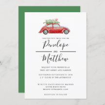 Elegant Watercolor Rustic Car Christmas Wedding