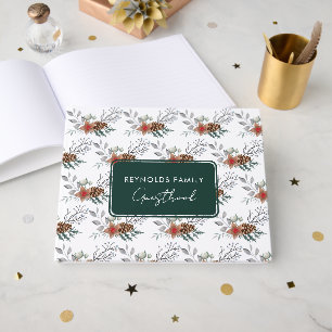 Elegant Watercolor Rustic Christmas Holiday Guest Book