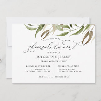Elegant Watercolor Rustic Eucalyptus Rehearsal Invitation