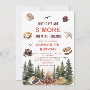 Elegant Watercolor S`more to love fall 7th birthd Invitation
