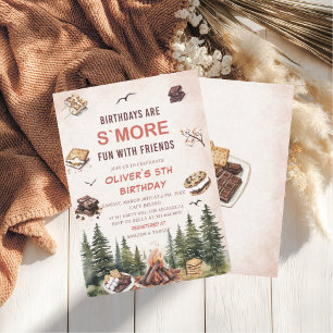 Elegant Watercolor S`more to love fall birthday p Invitation