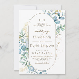 Elegant Watercolor Sage Green Eucalyptus Wedding Invitation