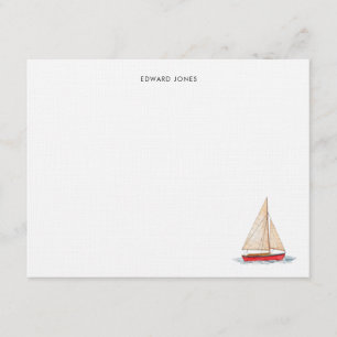 Elegant Watercolor Sailboat Yacht Thank You Card