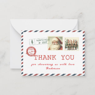 Elegant Watercolor Santa baby North pole  Baby sho Card