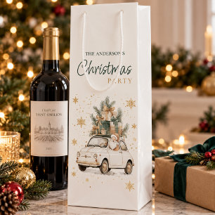 Elegant Watercolor Santa Christmas Party Wine Gift Bag