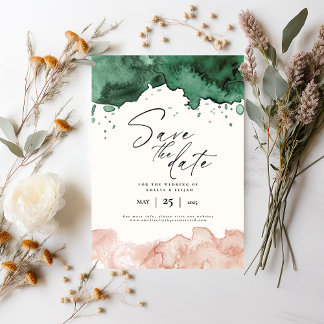 Elegant Watercolor Save the Date Wedding  Invitation