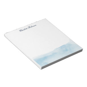 Elegant Watercolor Script Blue Ombre Custom Notepad