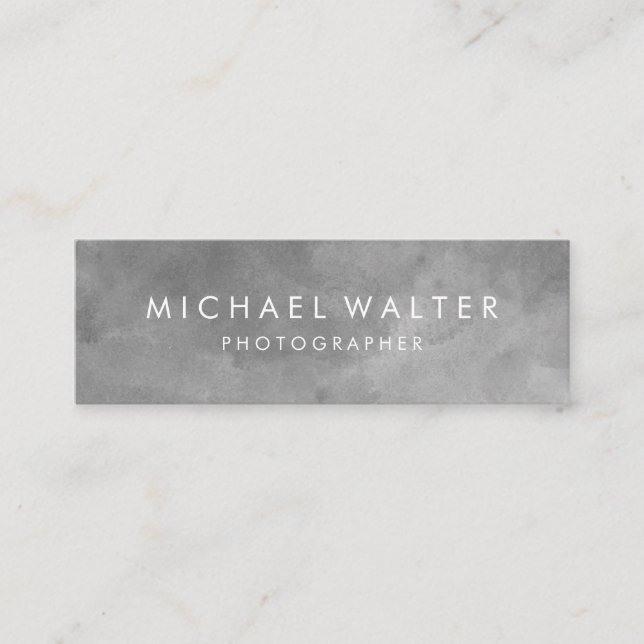Elegant Watercolor Sepia Grey Mini Business Card (Front)