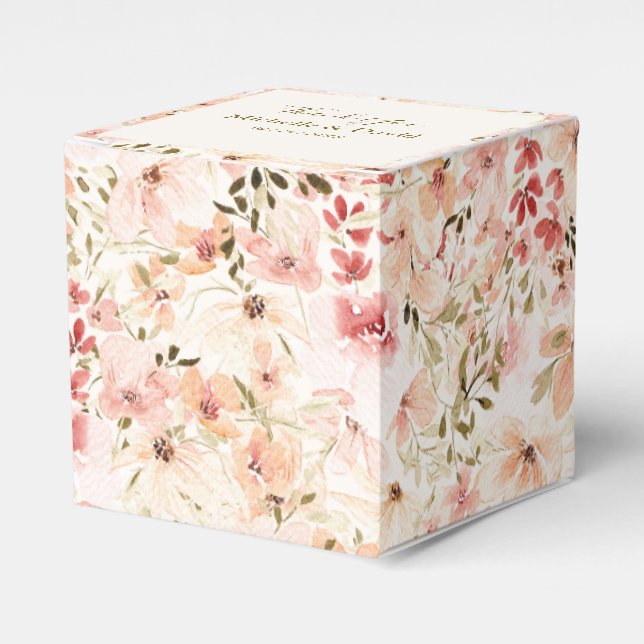 Elegant Watercolor Small Florals Wedding Favour Bo Box (Front Side)