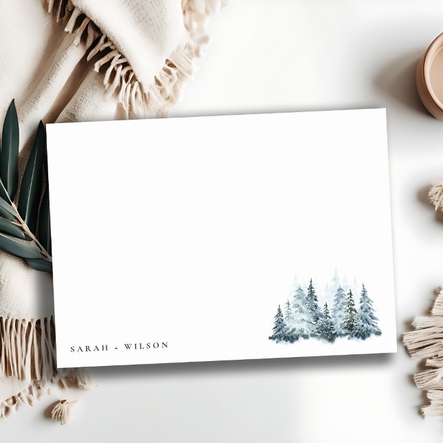 Elegant Watercolor Snow Winter Forest Pine Wedding Card (Creator Uploaded)