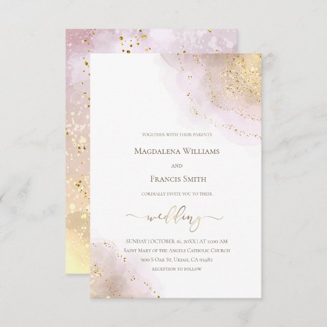 elegant watercolor splash |wedding Invitation (Front/Back)