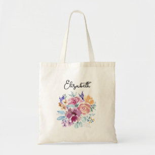 Elegant Watercolor Spring Floral Posy Custom Tote Bag