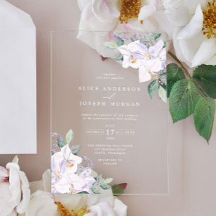 Elegant Watercolor Spring Flowers Wedding Acrylic Invitations