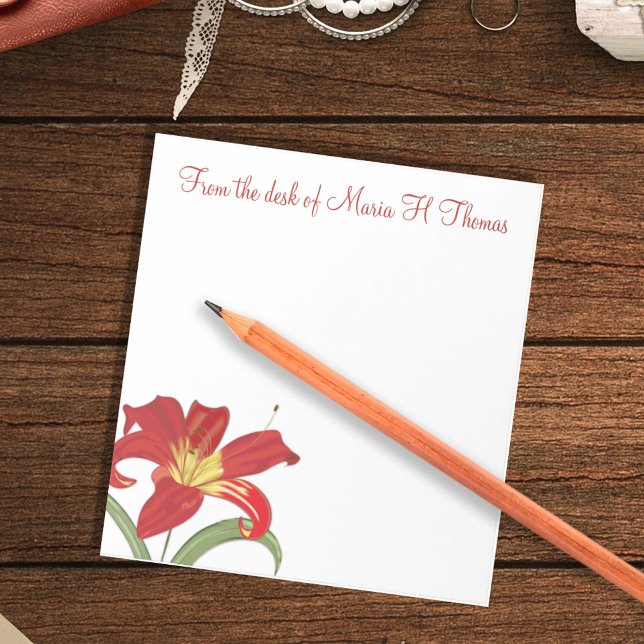 Elegant Watercolor Spring Lily Modern Notepad (Simple tiger lily floral calligraphy note pad.)