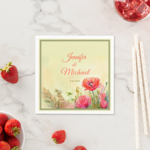 Elegant Watercolor Spring Wedding  Napkin