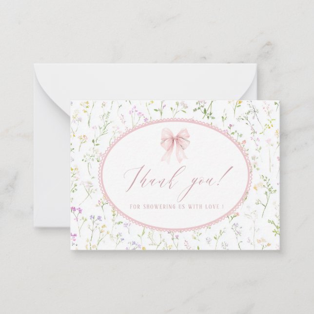 Elegant Watercolor spring wildflowerFlat Note Card (Front)