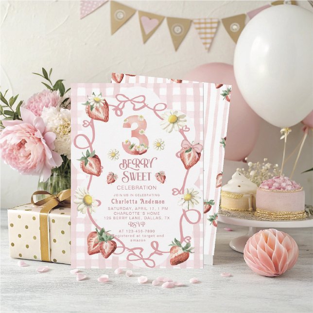 Elegant watercolor  strawberry biFlat Holiday Card (Creator Uploaded)