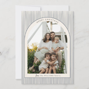 Elegant Watercolor Striped Photo Holiday Card