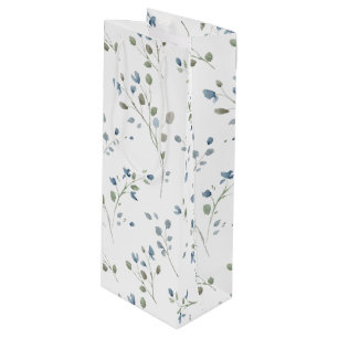 Elegant Watercolor Style Botanical Leaves Wine Gift Bag
