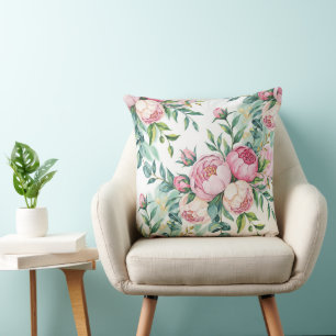 elegant watercolor-style seamless floral pattern cushion