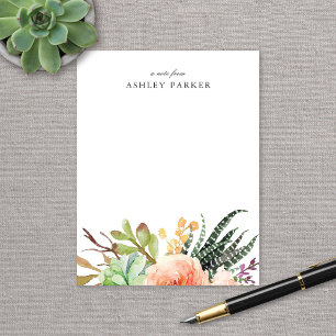Elegant Watercolor Succulent Personalised Notecard