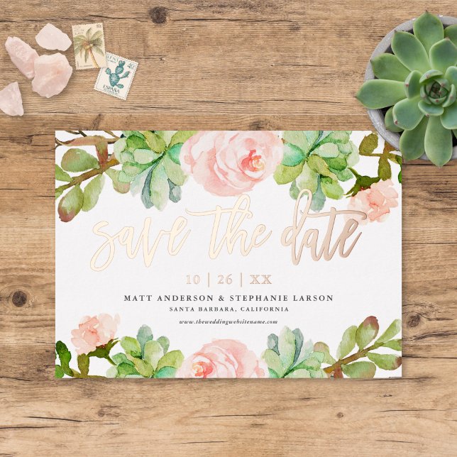 Elegant Watercolor Succulent Save The Date (Creator Uploaded)