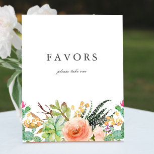 Elegant Watercolor Succulent Wedding Favours Sign