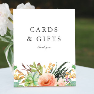 Elegant Watercolor Succulent Wedding Gifts Sign