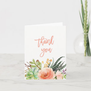 Elegant Watercolor Succulent Wedding Thank You