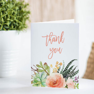 Elegant Watercolor Succulent Wedding Thank You Card