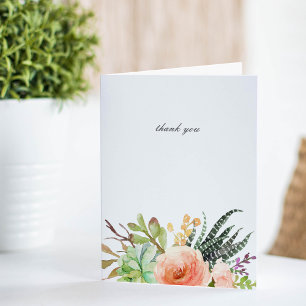 Elegant Watercolor Succulent Wedding Thank You Card