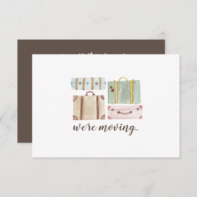Elegant Watercolor Suitcases Housewarming Invitation (Front/Back)