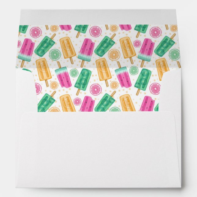 Elegant Watercolor Summer Ice Cream Personalised Envelope (Back (Bottom))