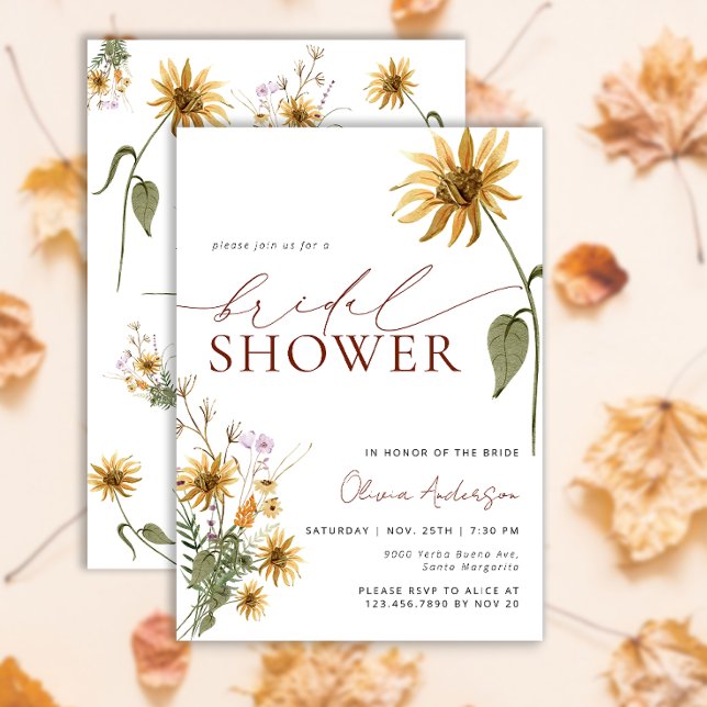 Elegant Watercolor Sunflower Bridal Shower Invitation (Creator Uploaded)