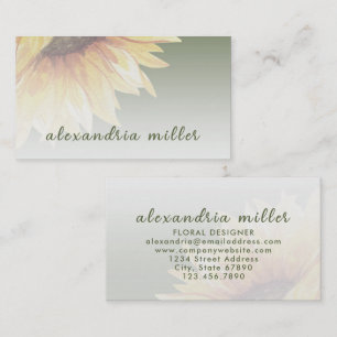 Elegant Watercolor Sunflower Business Card